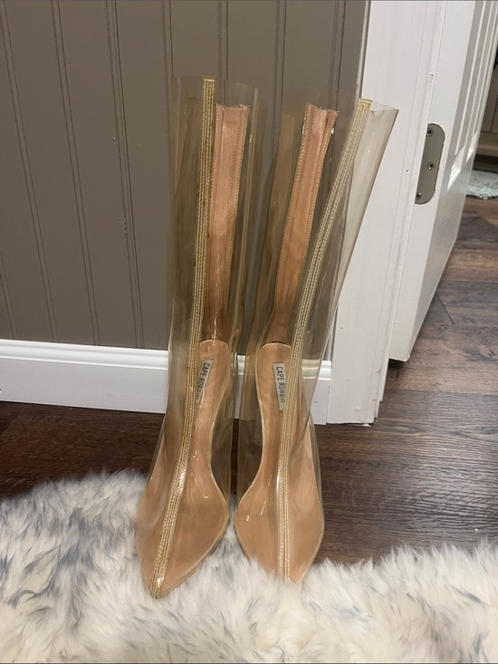 Cape Robbin Shoes - Cape Robbin Clear PVC Knee-High Boots with Nude Lining